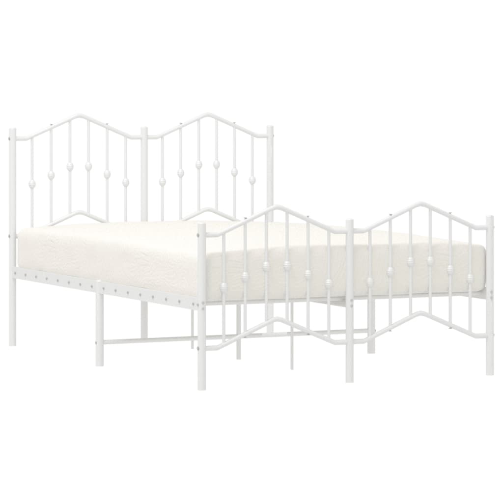 Estrutura de cama com cabeceira e pés 120x190 cm metal branco