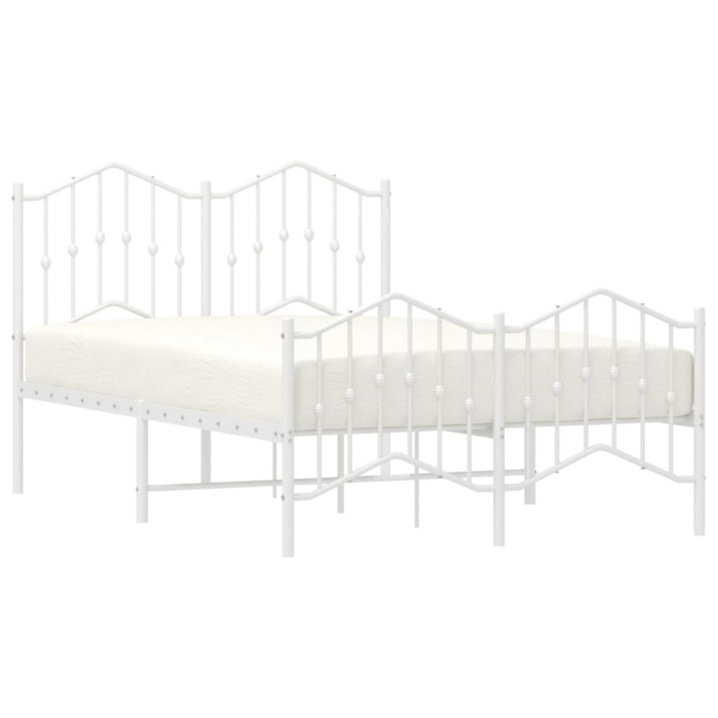 Estrutura de cama com cabeceira e pés 120x200 cm metal branco