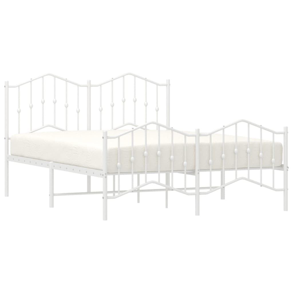 Estrutura de cama com cabeceira e pés 135x190 cm metal branco