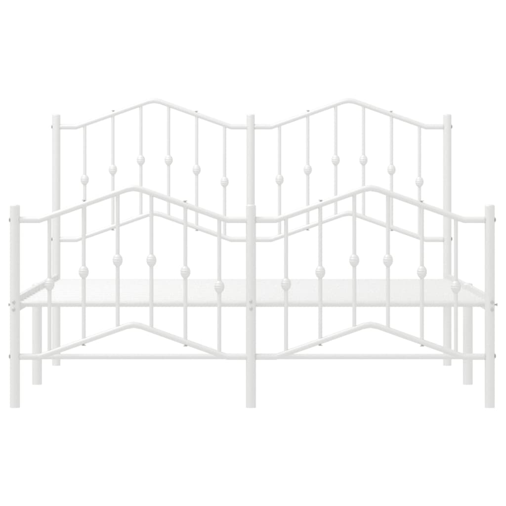 Estrutura de cama com cabeceira e pés 135x190 cm metal branco