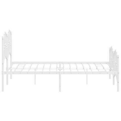 Estrutura de cama com cabeceira e pés 135x190 cm metal branco