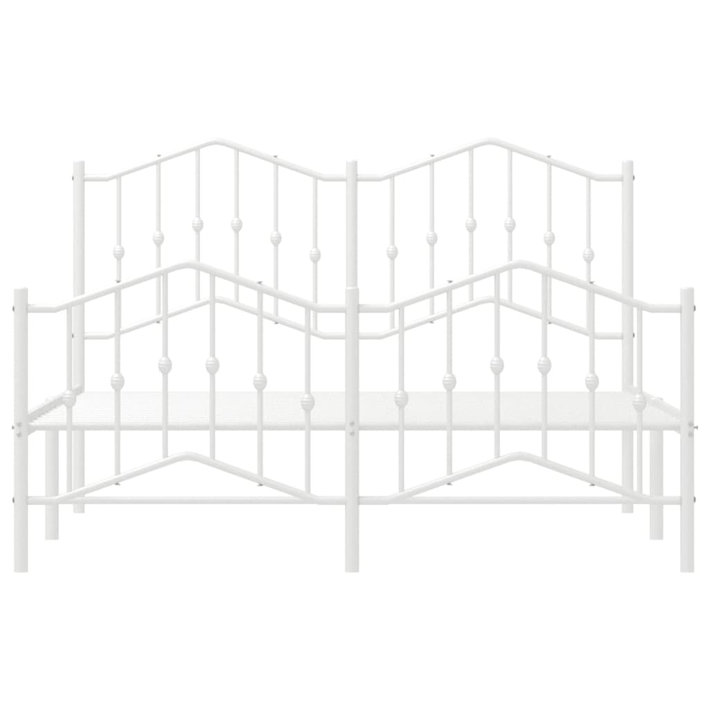 Estrutura de cama com cabeceira e pés 140x190 cm metal branco