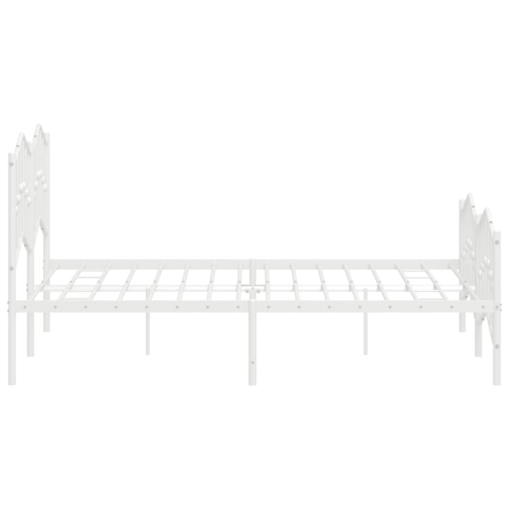 Estrutura de cama com cabeceira e pés 140x190 cm metal branco