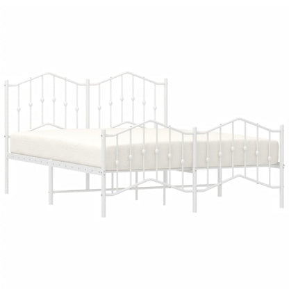 Estrutura de cama com cabeceira e pés 140x200 cm metal branco