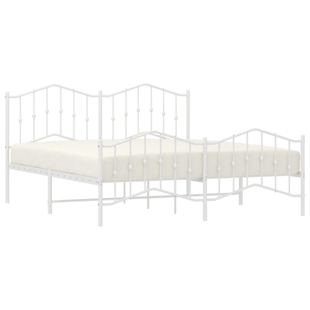 Estrutura de cama com cabeceira e pés 180x200 cm metal branco