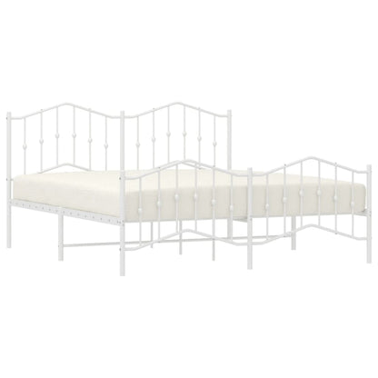 Estrutura de cama com cabeceira e pés 180x200 cm metal branco