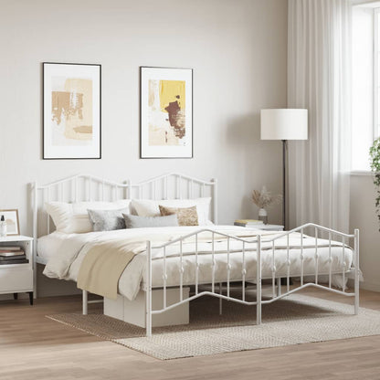 Estrutura de cama com cabeceira e pés 180x200 cm metal branco