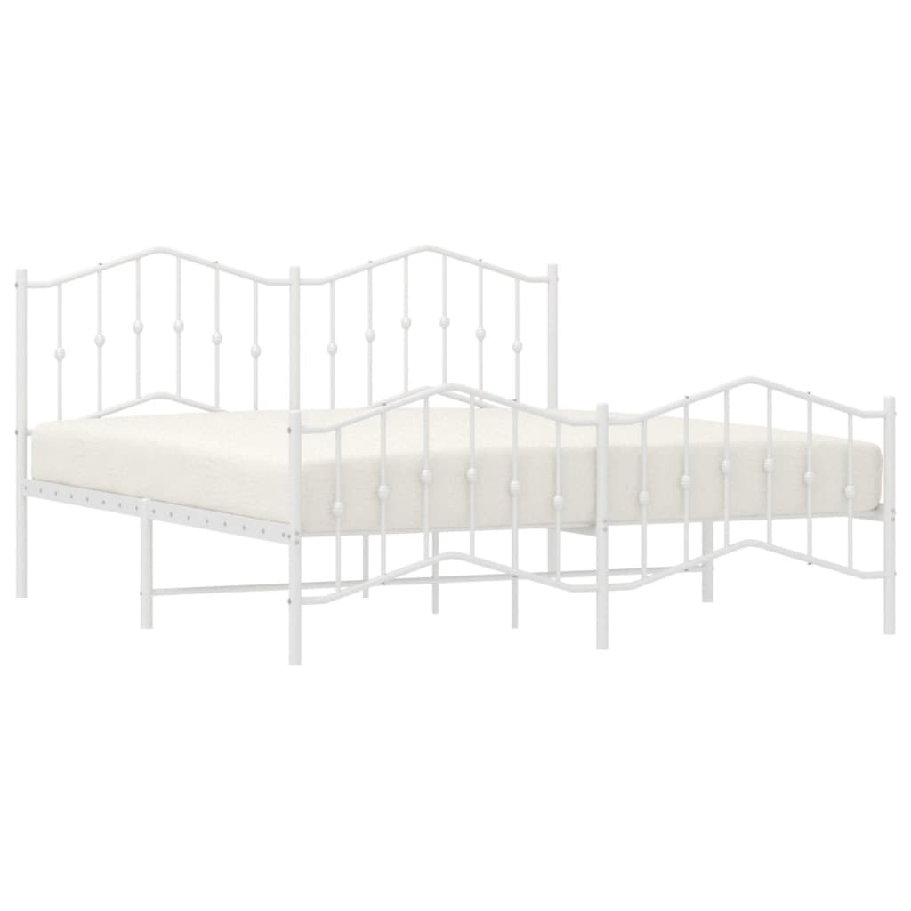 Estrutura de cama com cabeceira e pés 183x213 cm metal branco