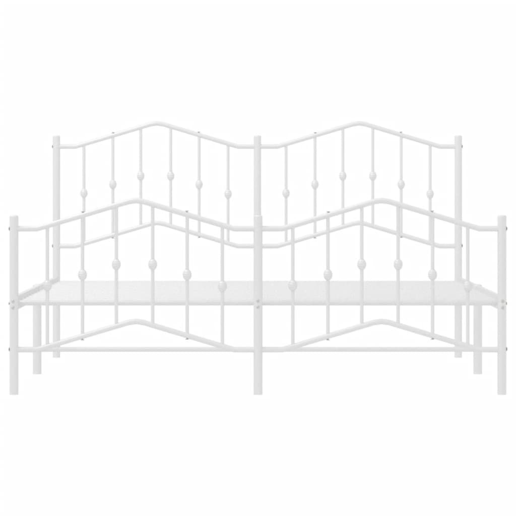 Estrutura de cama com cabeceira e pés 183x213 cm metal branco