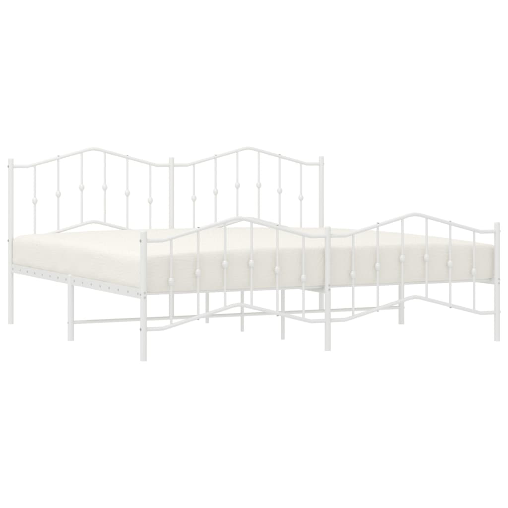 Estrutura de cama com cabeceira e pés 193x203 cm metal branco