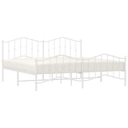 Estrutura de cama com cabeceira e pés 193x203 cm metal branco