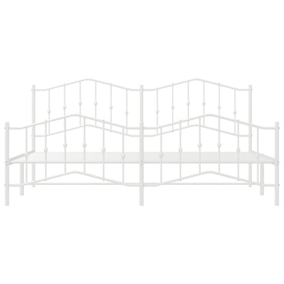 Estrutura de cama com cabeceira e pés 193x203 cm metal branco