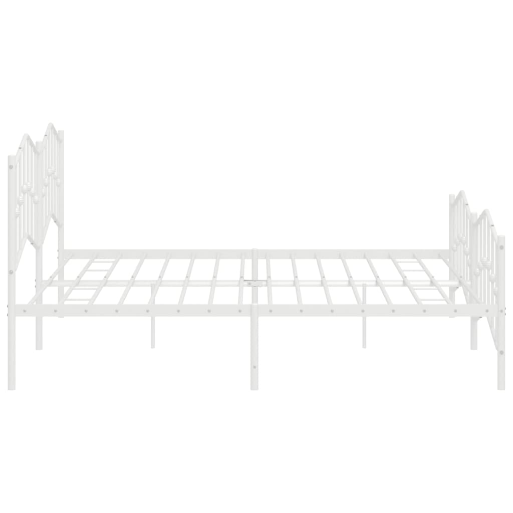 Estrutura de cama com cabeceira e pés 193x203 cm metal branco