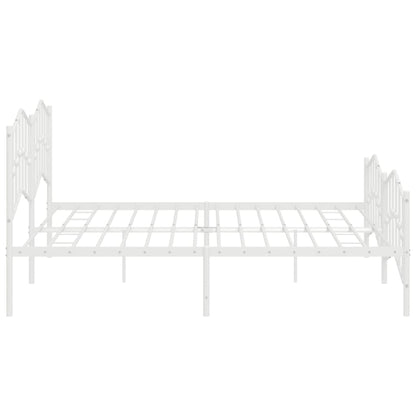 Estrutura de cama com cabeceira e pés 193x203 cm metal branco