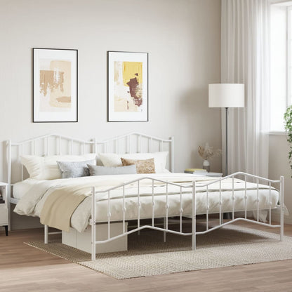 Estrutura de cama com cabeceira e pés 193x203 cm metal branco