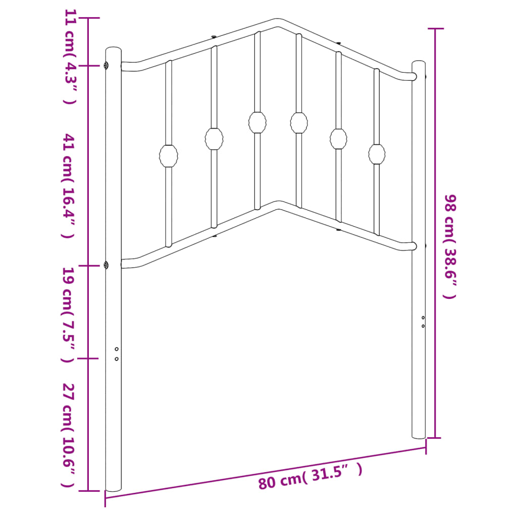 Cabeceira de cama 75 cm metal branco