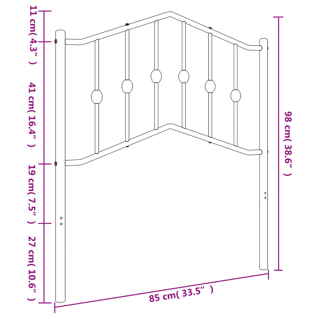 Cabeceira de cama 80 cm metal branco