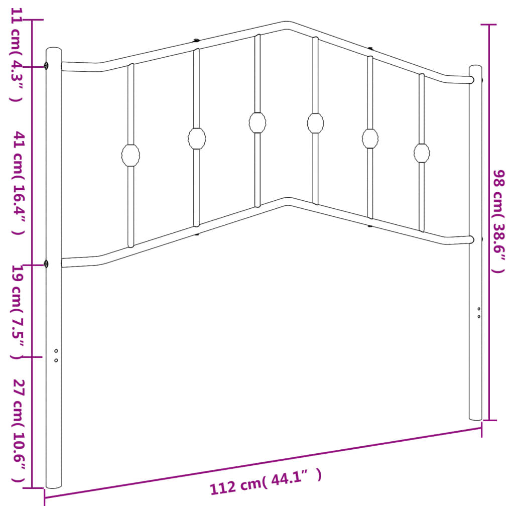 Cabeceira de cama 107 cm metal branco