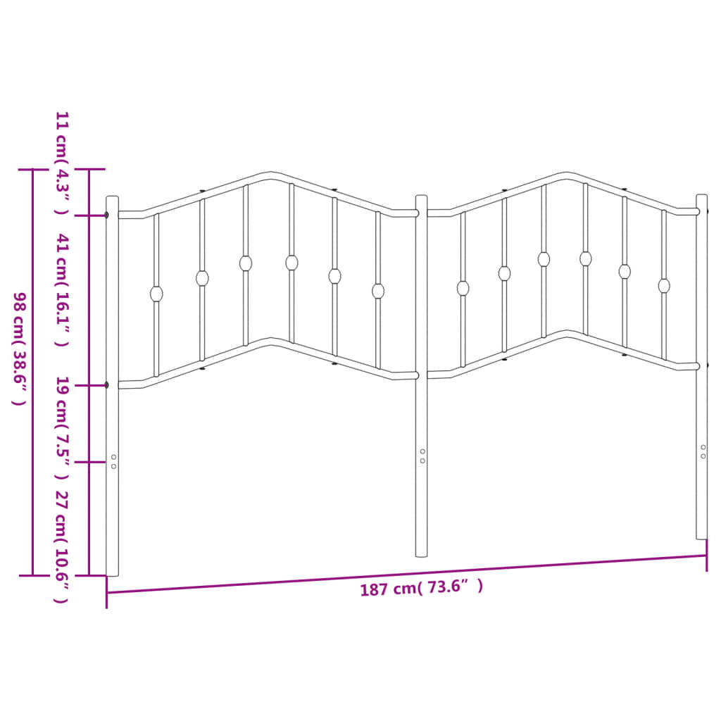 Cabeceira de cama 180 cm metal branco