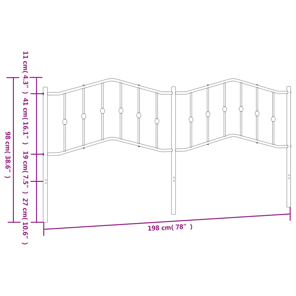 Cabeceira de cama 193 cm metal branco