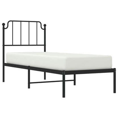 Estrutura de cama com cabeceira 80x200 cm metal preto