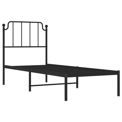 Estrutura de cama com cabeceira 80x200 cm metal preto