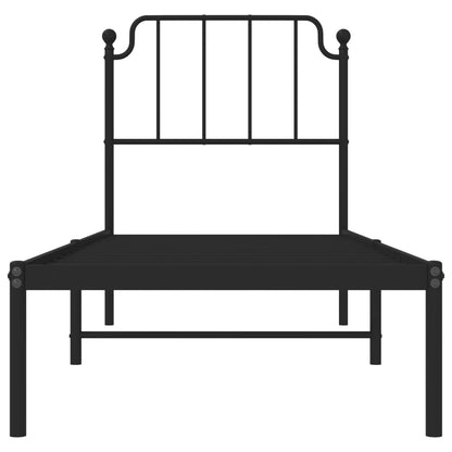 Estrutura de cama com cabeceira 80x200 cm metal preto