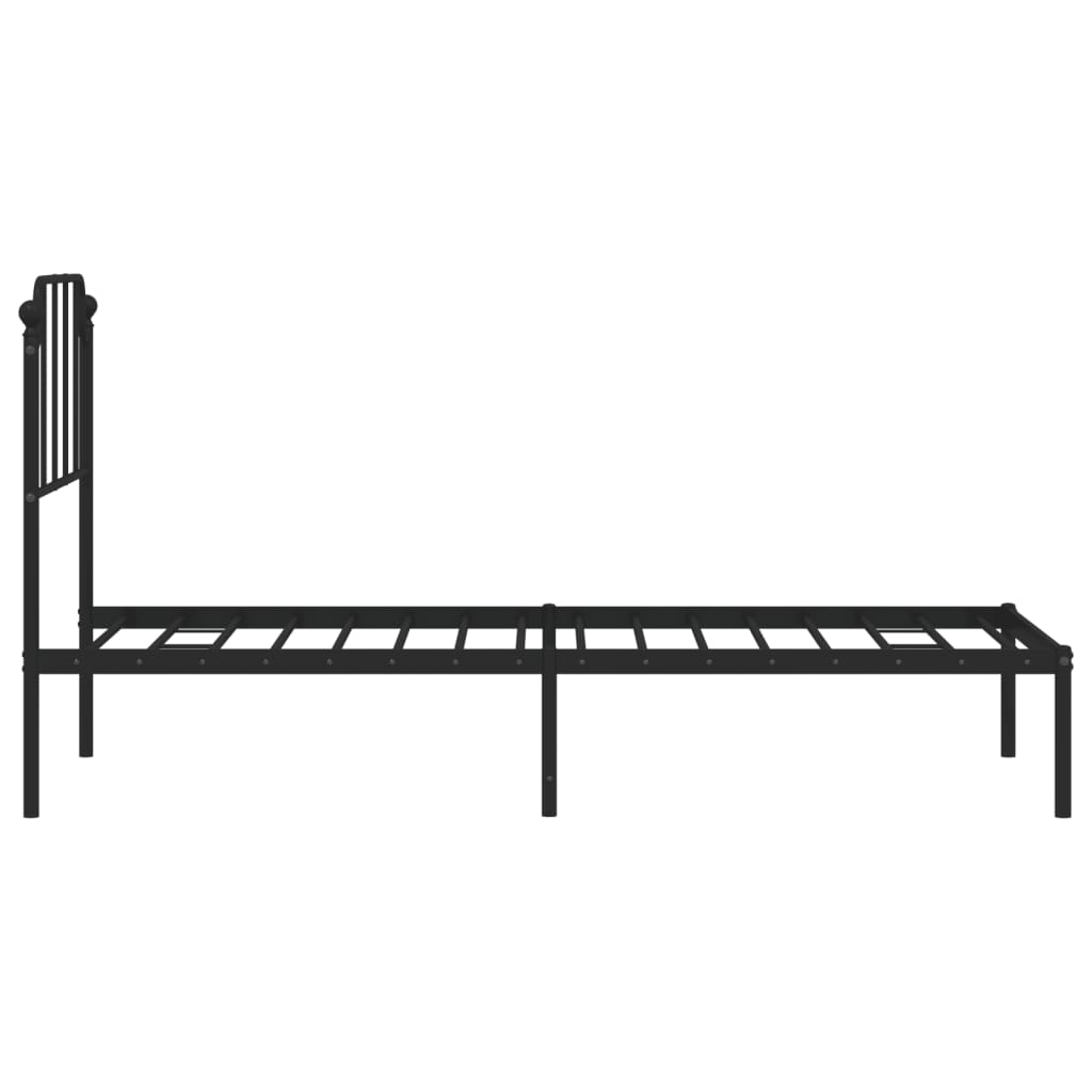 Estrutura de cama com cabeceira 80x200 cm metal preto