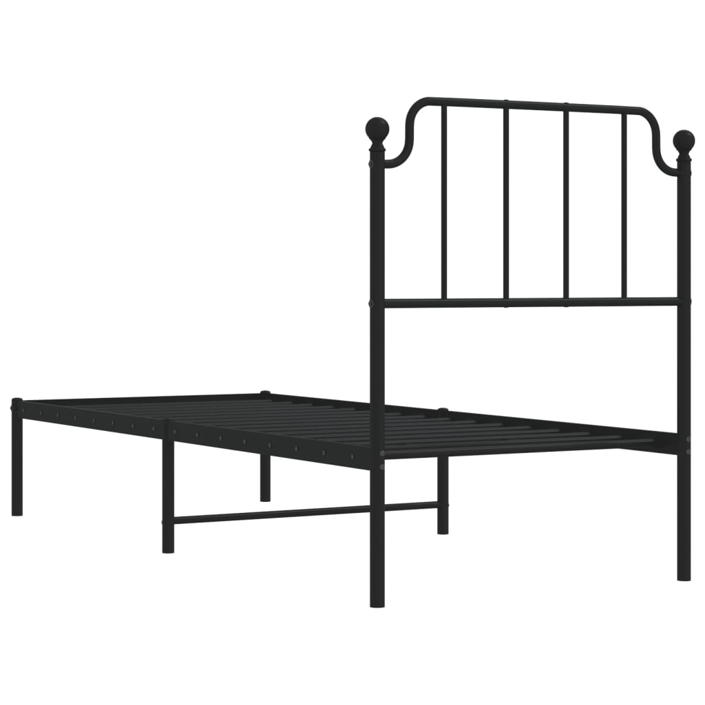 Estrutura de cama com cabeceira 80x200 cm metal preto