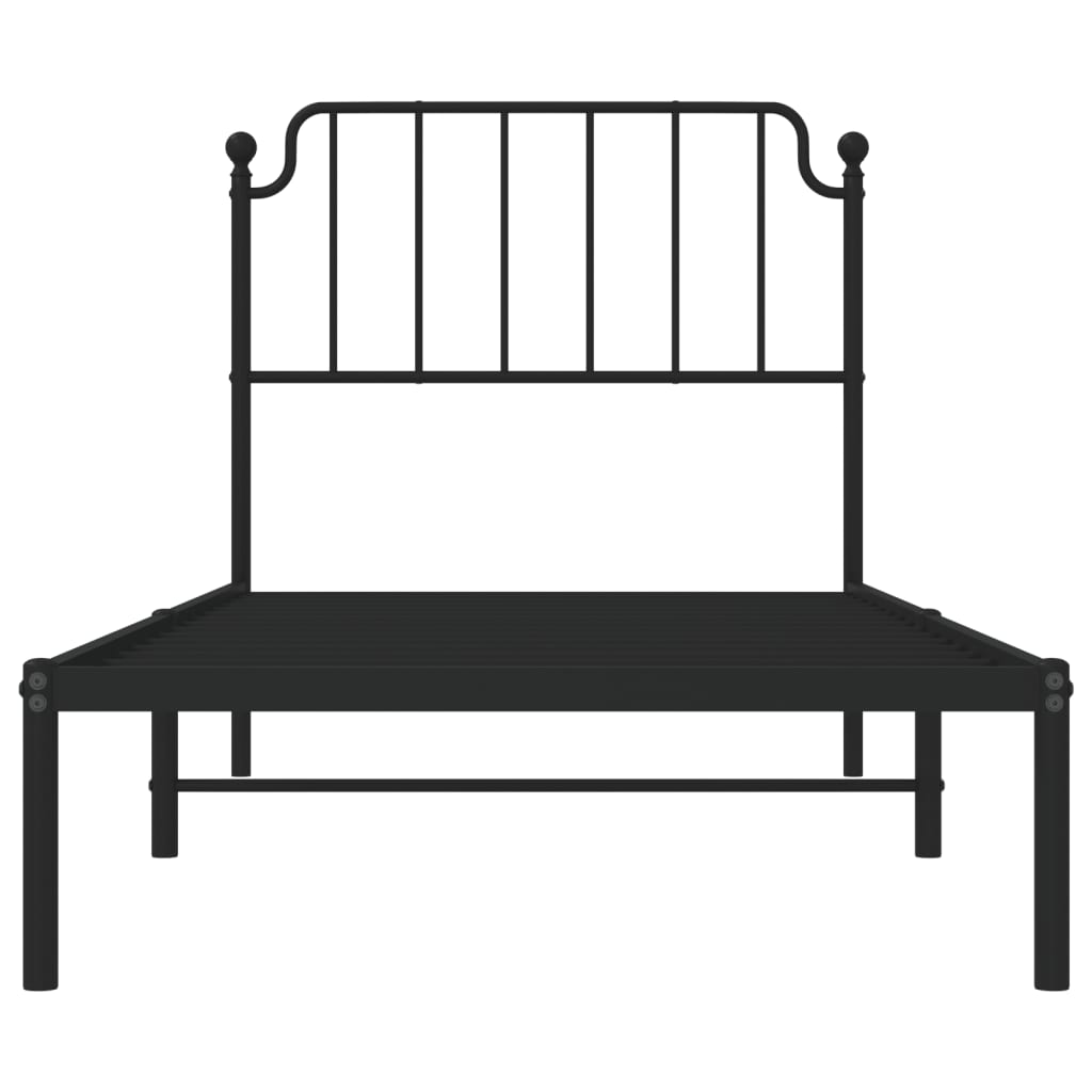 Estrutura de cama com cabeceira 90x190 cm metal preto