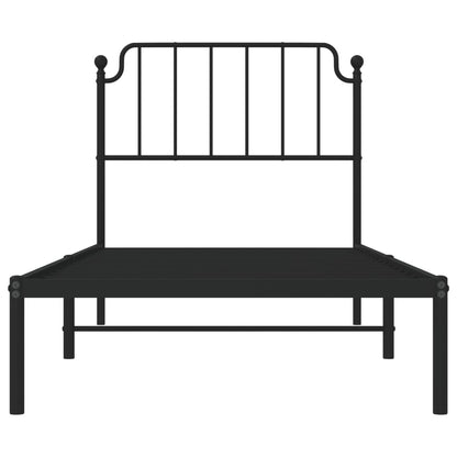 Estrutura de cama com cabeceira 90x190 cm metal preto