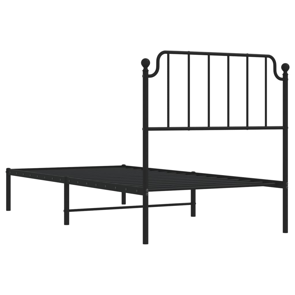 Estrutura de cama com cabeceira 90x190 cm metal preto