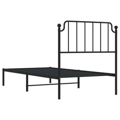 Estrutura de cama com cabeceira 90x190 cm metal preto