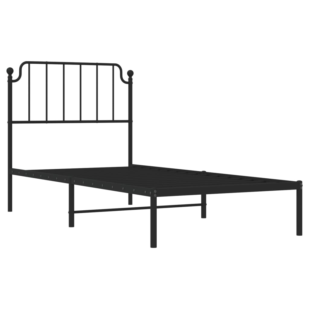 Estrutura de cama com cabeceira 90x200 cm metal preto