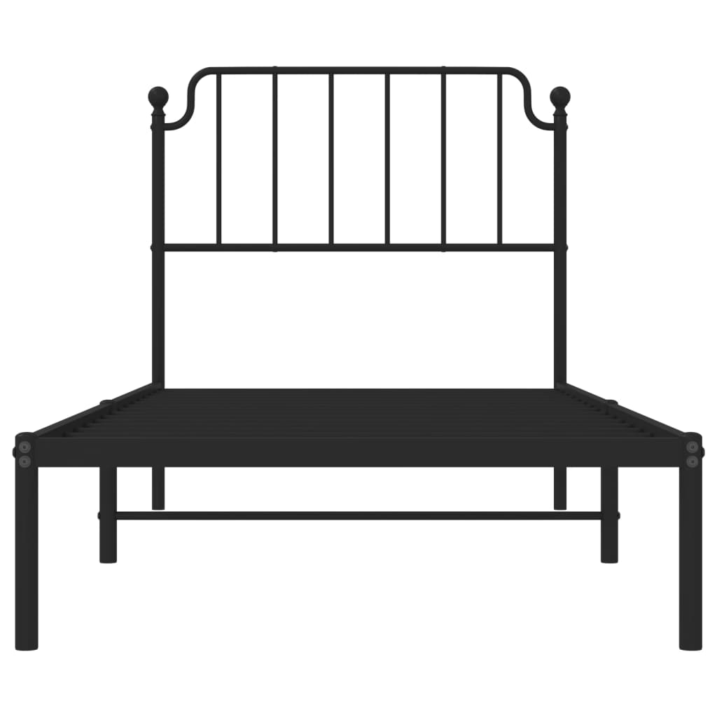 Estrutura de cama com cabeceira 90x200 cm metal preto