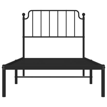 Estrutura de cama com cabeceira 90x200 cm metal preto