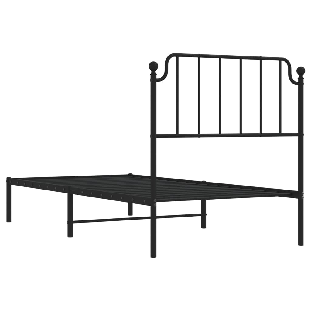 Estrutura de cama com cabeceira 90x200 cm metal preto