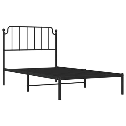 Estrutura de cama com cabeceira 100x200 cm metal preto