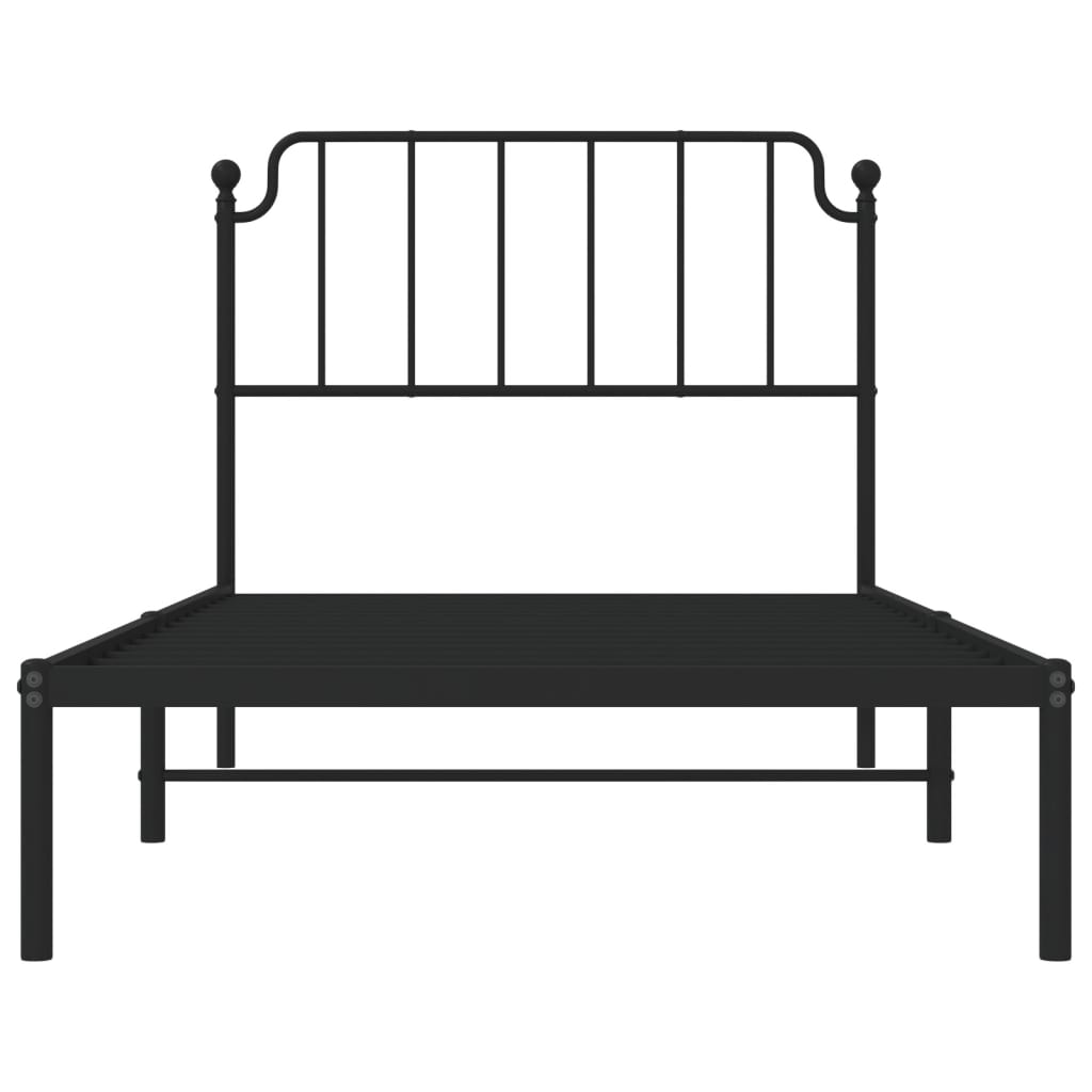 Estrutura de cama com cabeceira 100x200 cm metal preto