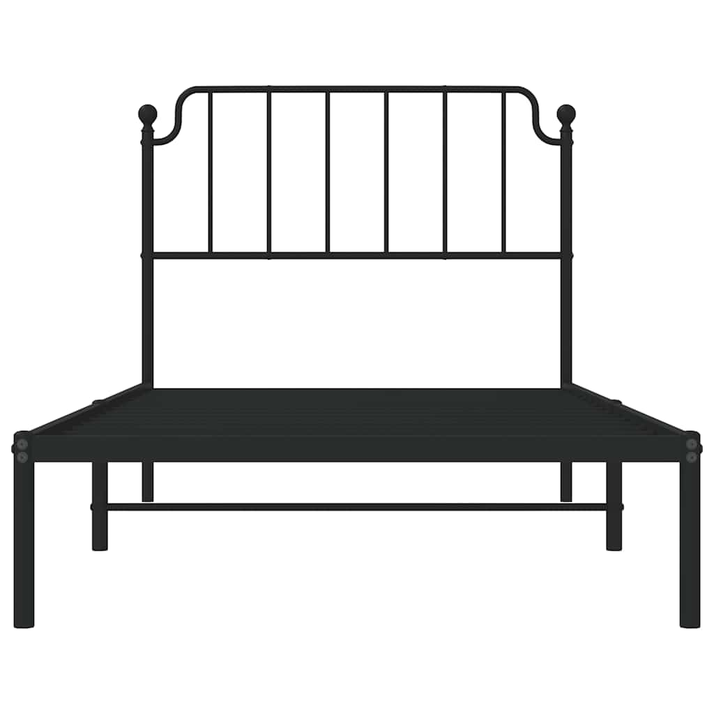 Estrutura de cama com cabeceira 100x200 cm metal preto