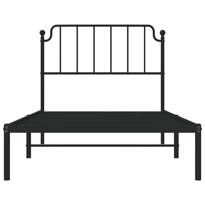 Estrutura de cama com cabeceira 100x200 cm metal preto