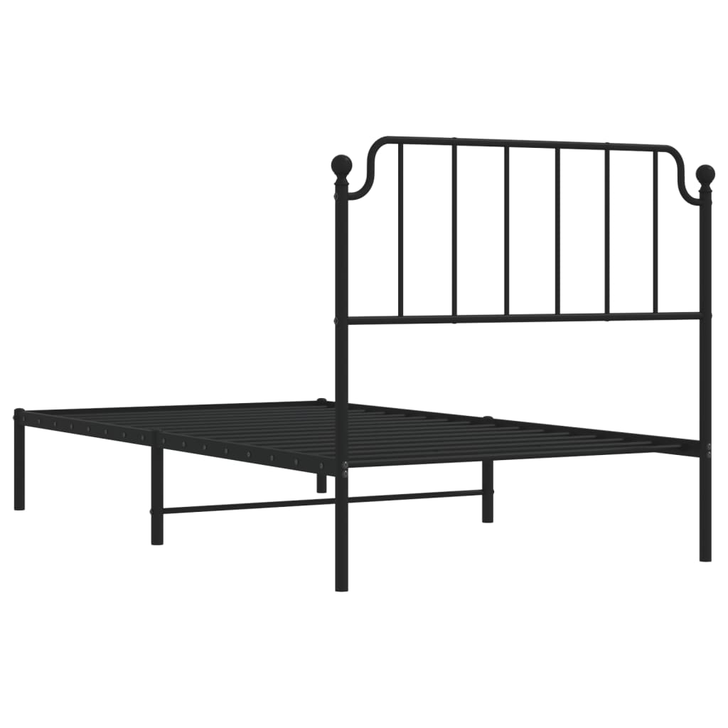 Estrutura de cama com cabeceira 100x200 cm metal preto