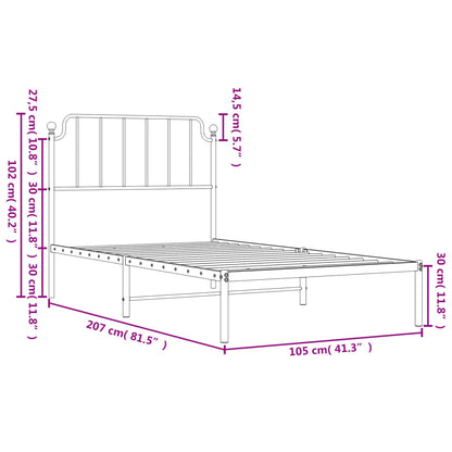 Estrutura de cama com cabeceira 100x200 cm metal preto