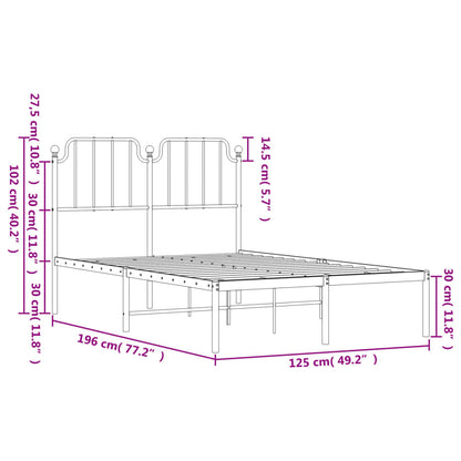 Estrutura de cama com cabeceira 120x190 cm metal preto