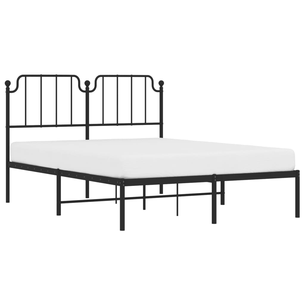 Estrutura de cama com cabeceira 140x190 cm metal preto