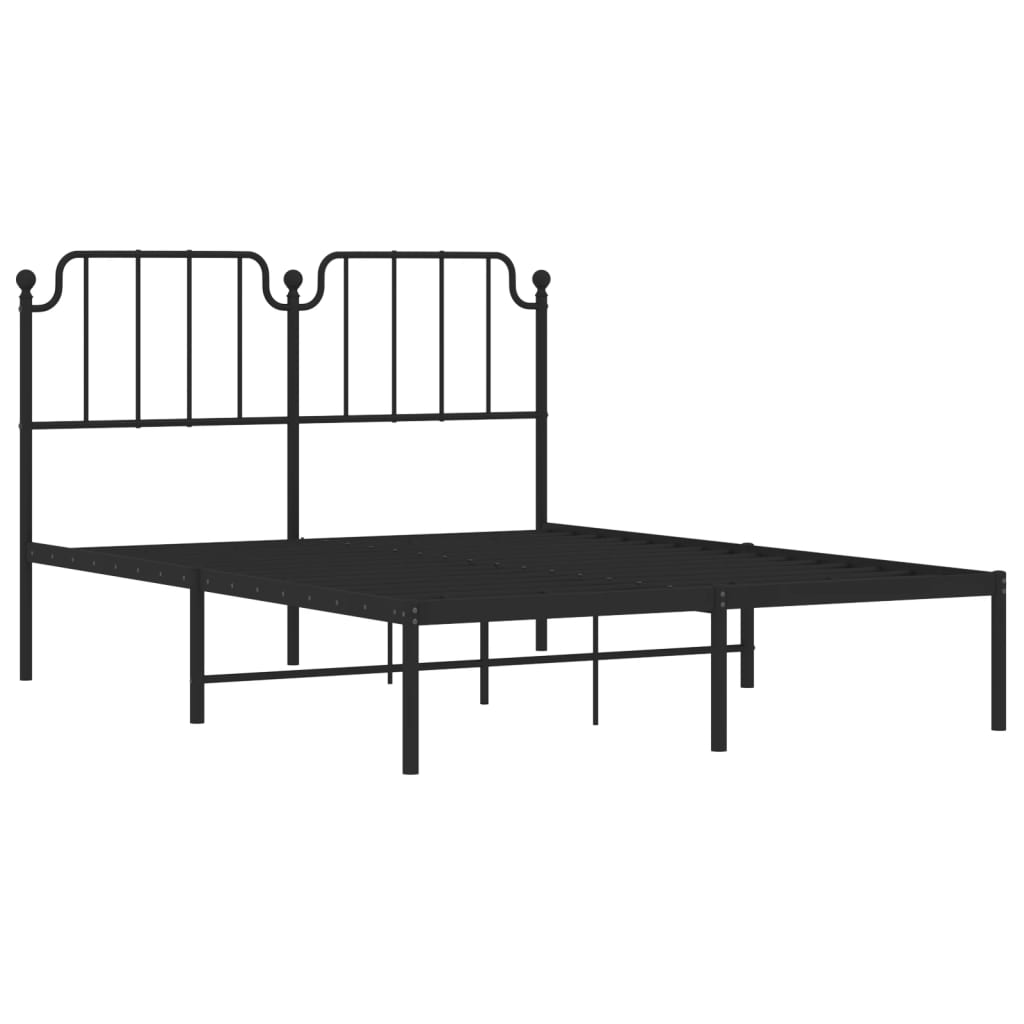 Estrutura de cama com cabeceira 140x190 cm metal preto