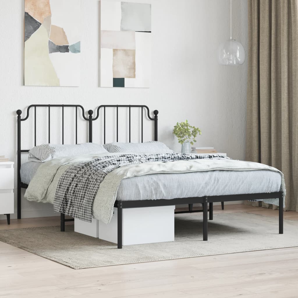 Estrutura de cama com cabeceira 140x190 cm metal preto