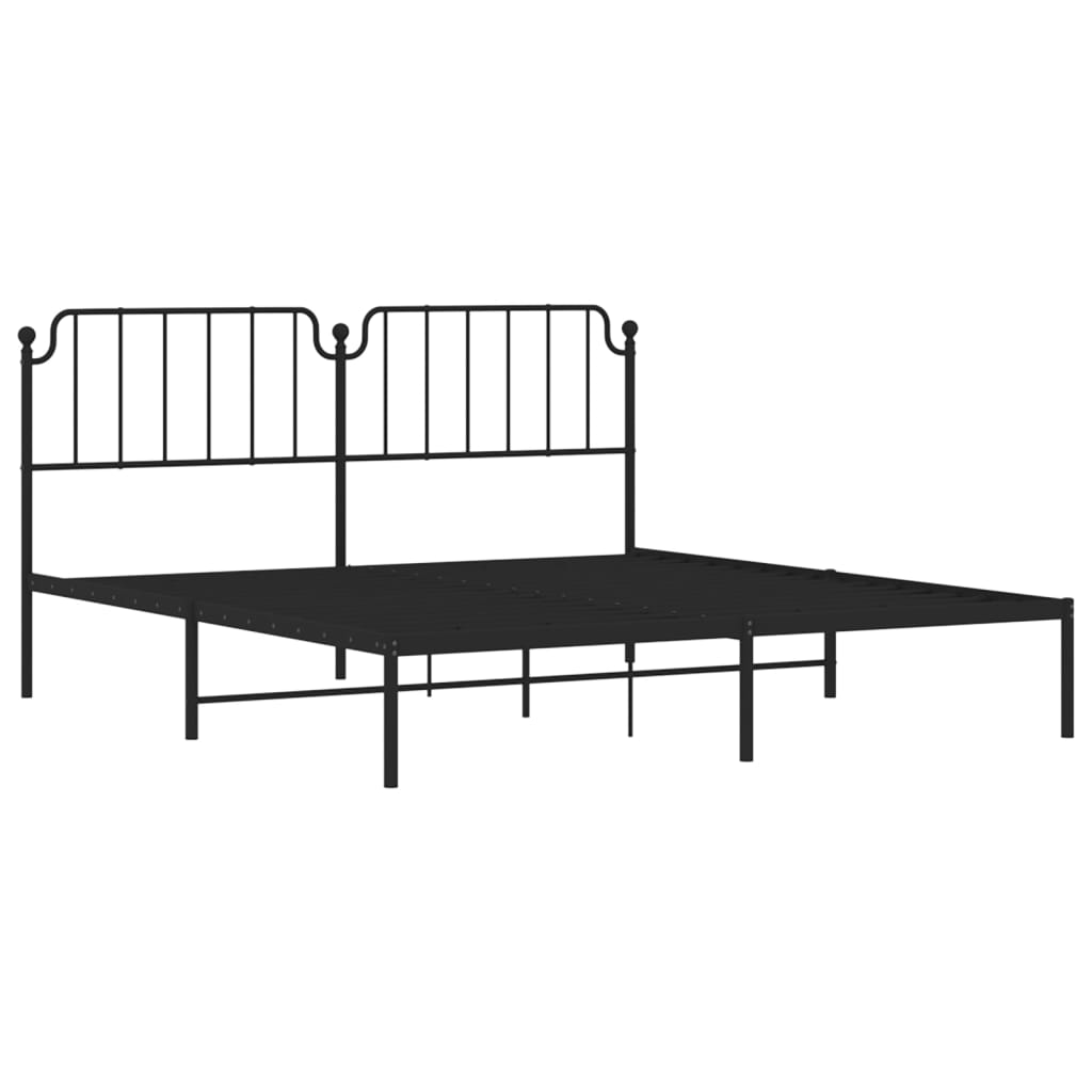 Estrutura de cama com cabeceira 160x200 cm metal preto