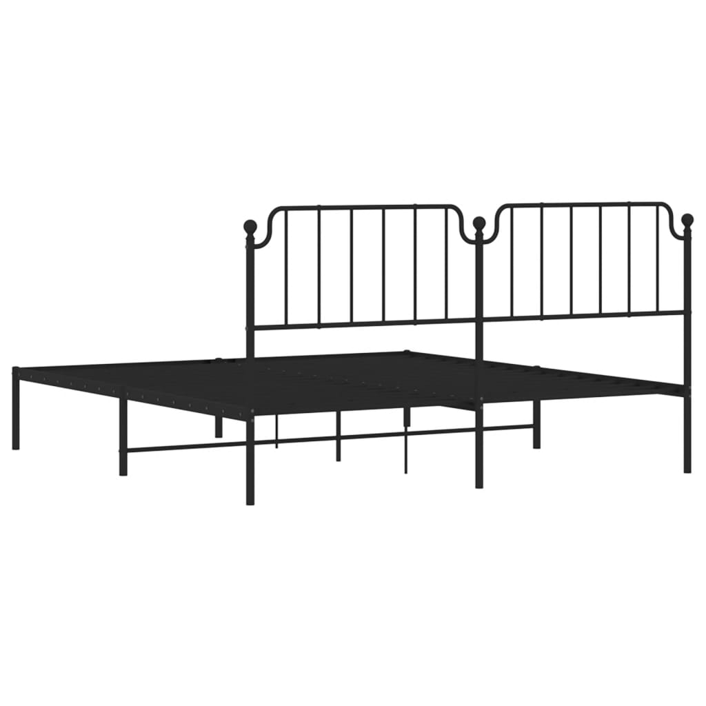 Estrutura de cama com cabeceira 160x200 cm metal preto