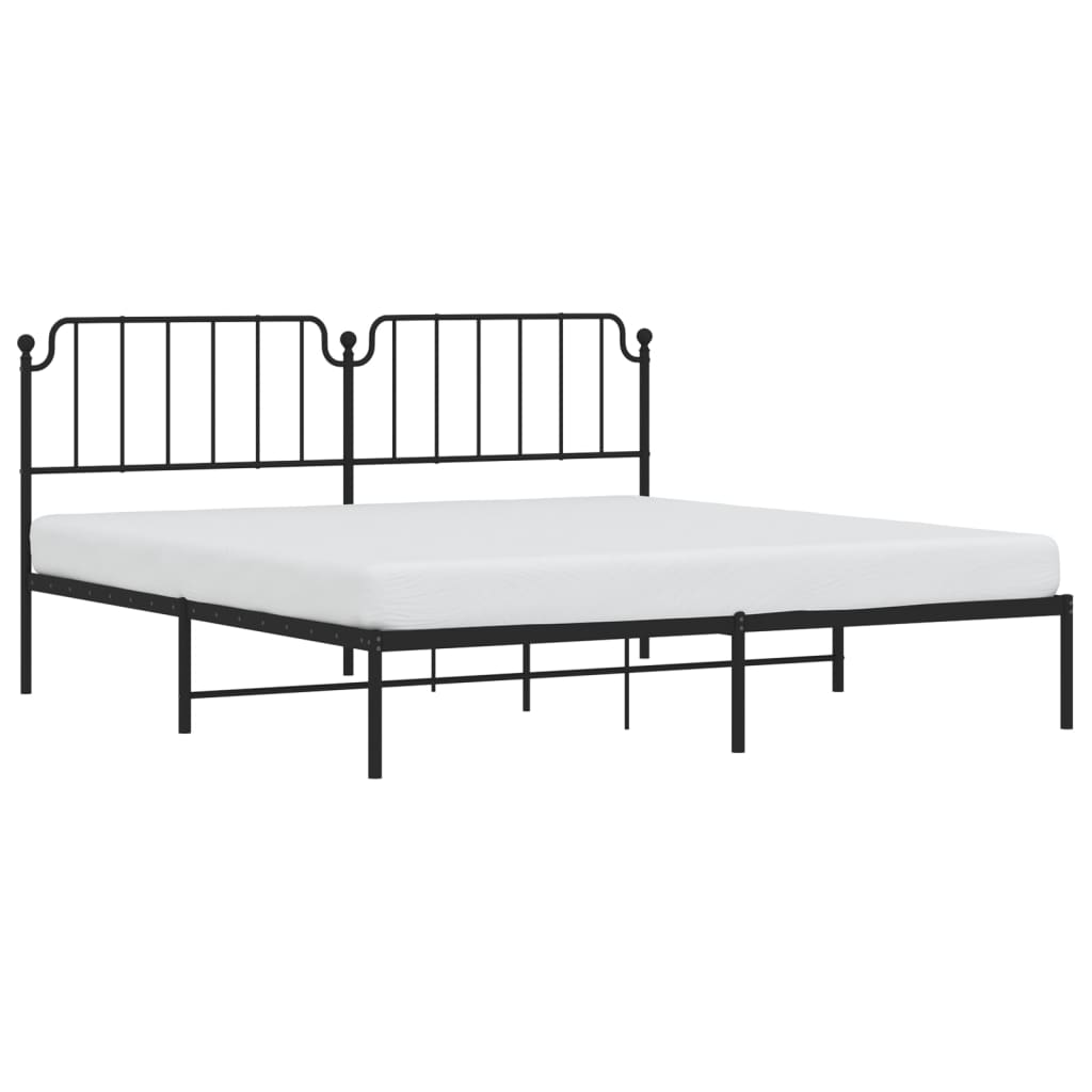 Estrutura de cama com cabeceira 200x200 cm metal preto